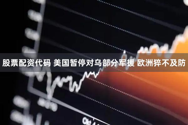 股票配资代码 美国暂停对乌部分军援 欧洲猝不及防