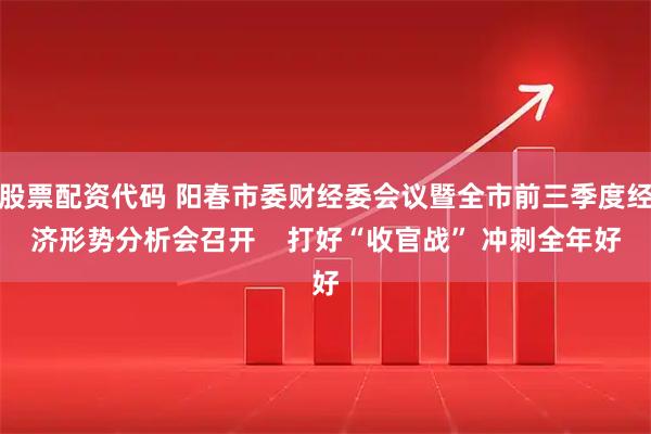 股票配资代码 阳春市委财经委会议暨全市前三季度经济形势分析会召开    打好“收官战” 冲刺全年好